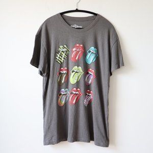 Rolling Stones Tongue and Lips Logo Pattern Brown T Shirt, Size XL